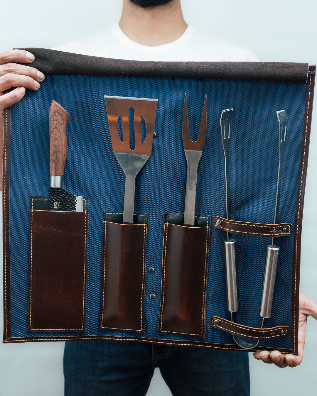 Azul - Bolsa de utensilios para Asados